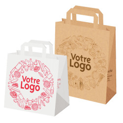 Sac kraft poignées plates personnalisé | Fournisseur de Packaging